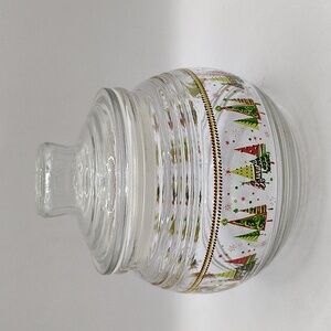 Vintage KIG Indonesia Christmas Candy Dish Glass Jar
